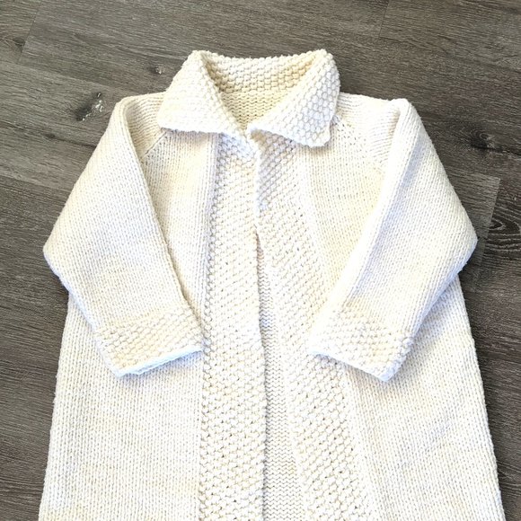 Vintage chunky knit ivory cardigan sweater coat